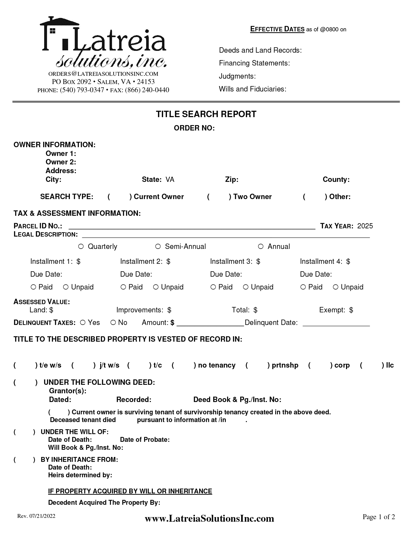 Example Report Page 1
